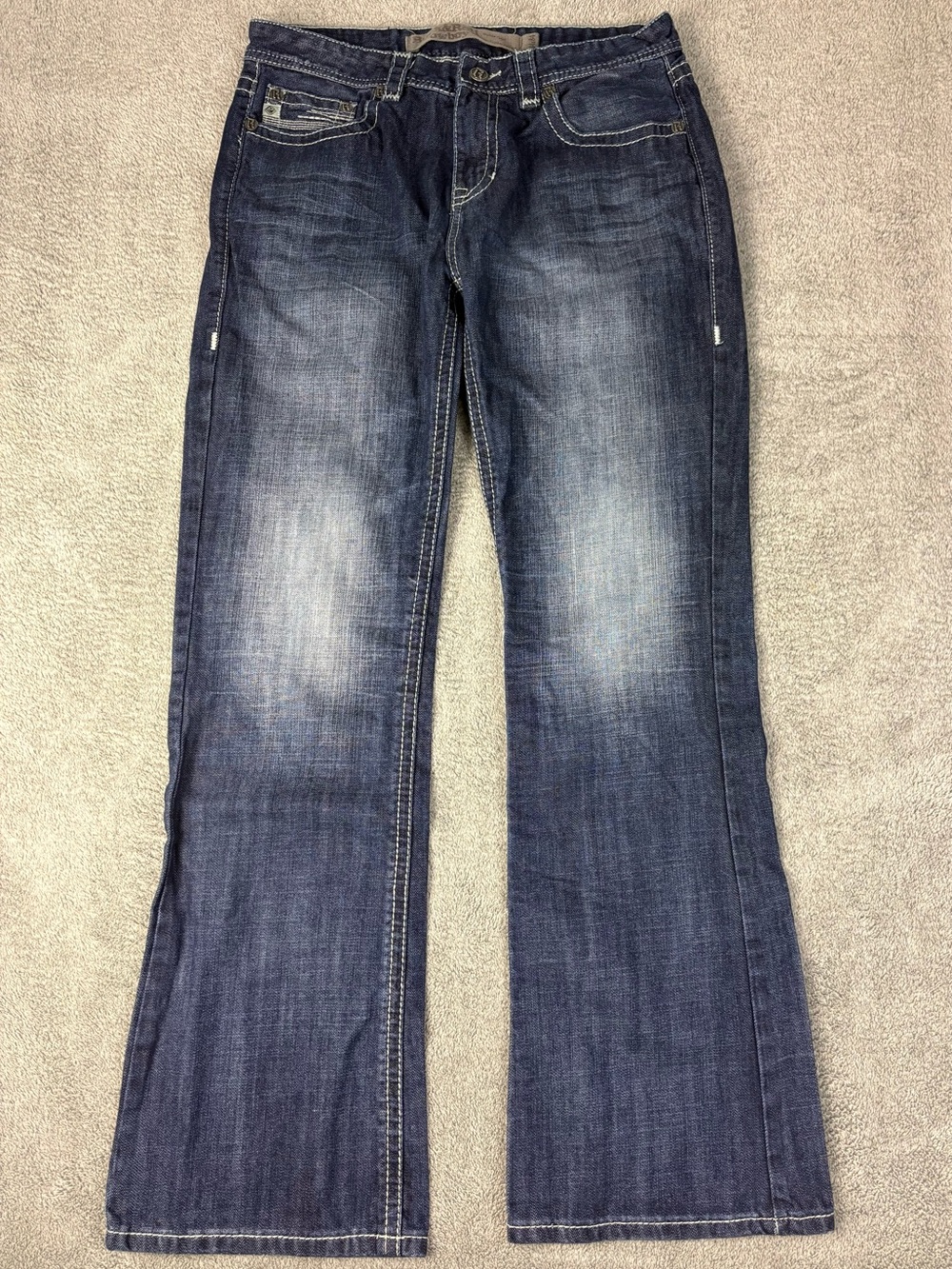 Rock N Roll Cowboy Men's Dark Blue Bootcut Jeans - Classic Mid-Rise